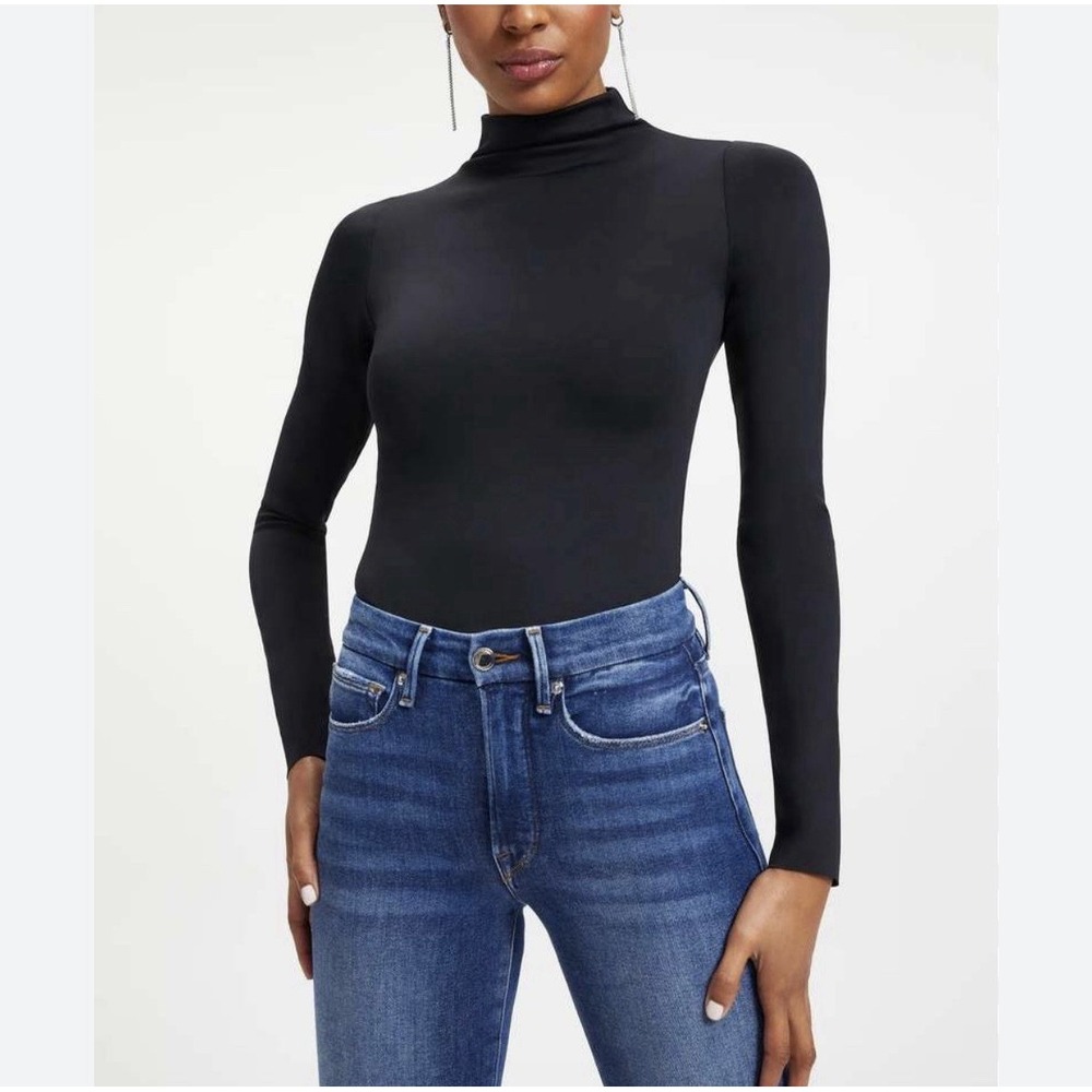 Good American Black Stretch Long Sleeve Bodysuit - Size 4 (X Large)